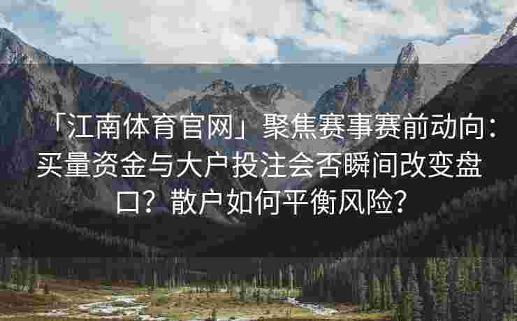 「江南体育官网」聚焦赛事赛前动向：买量资金与大户投注会否瞬间改变盘口？散户如何平衡风险？